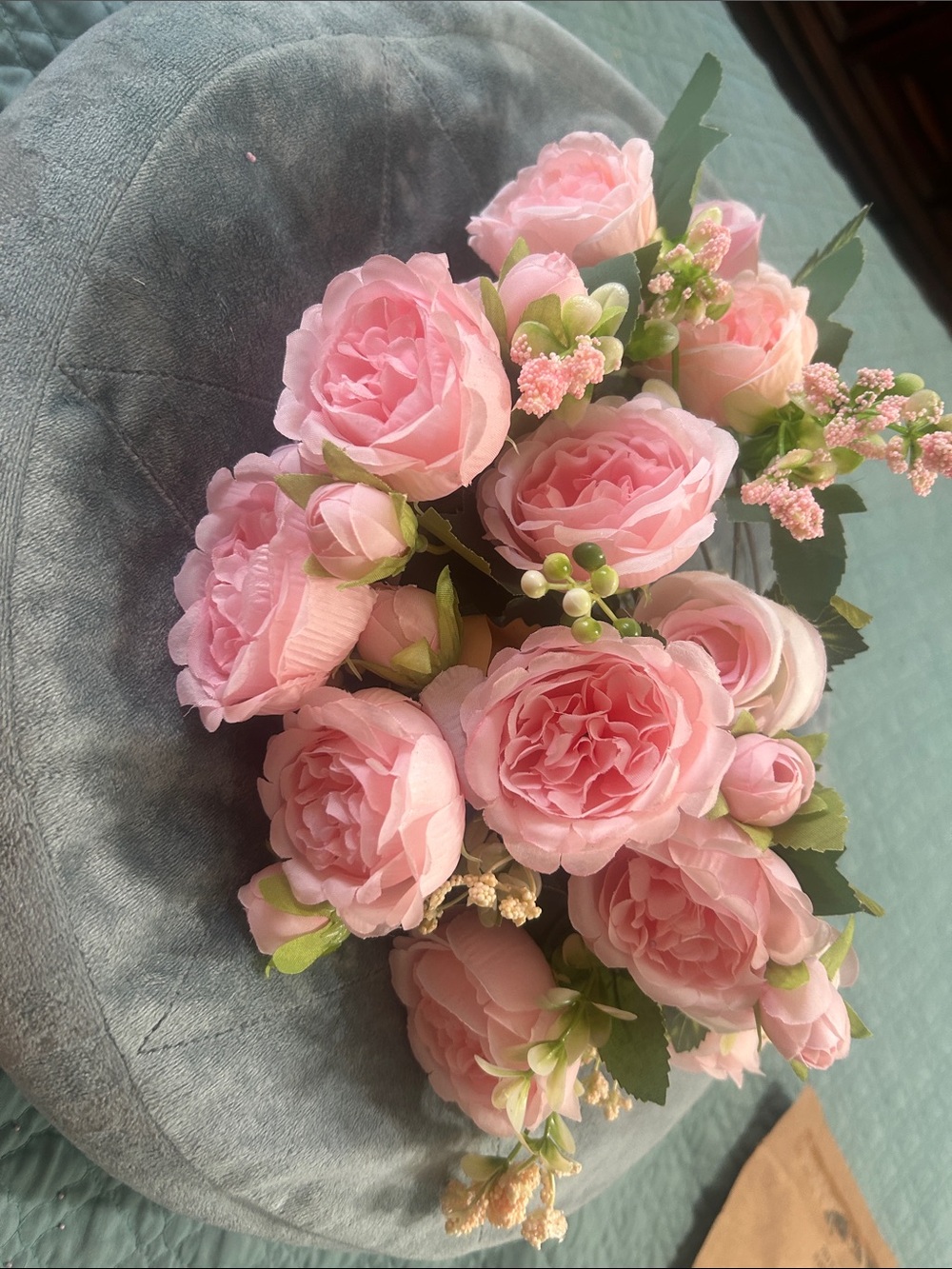 Pink Rose Bouquet Artificial Floral Arrangement - Home Accents